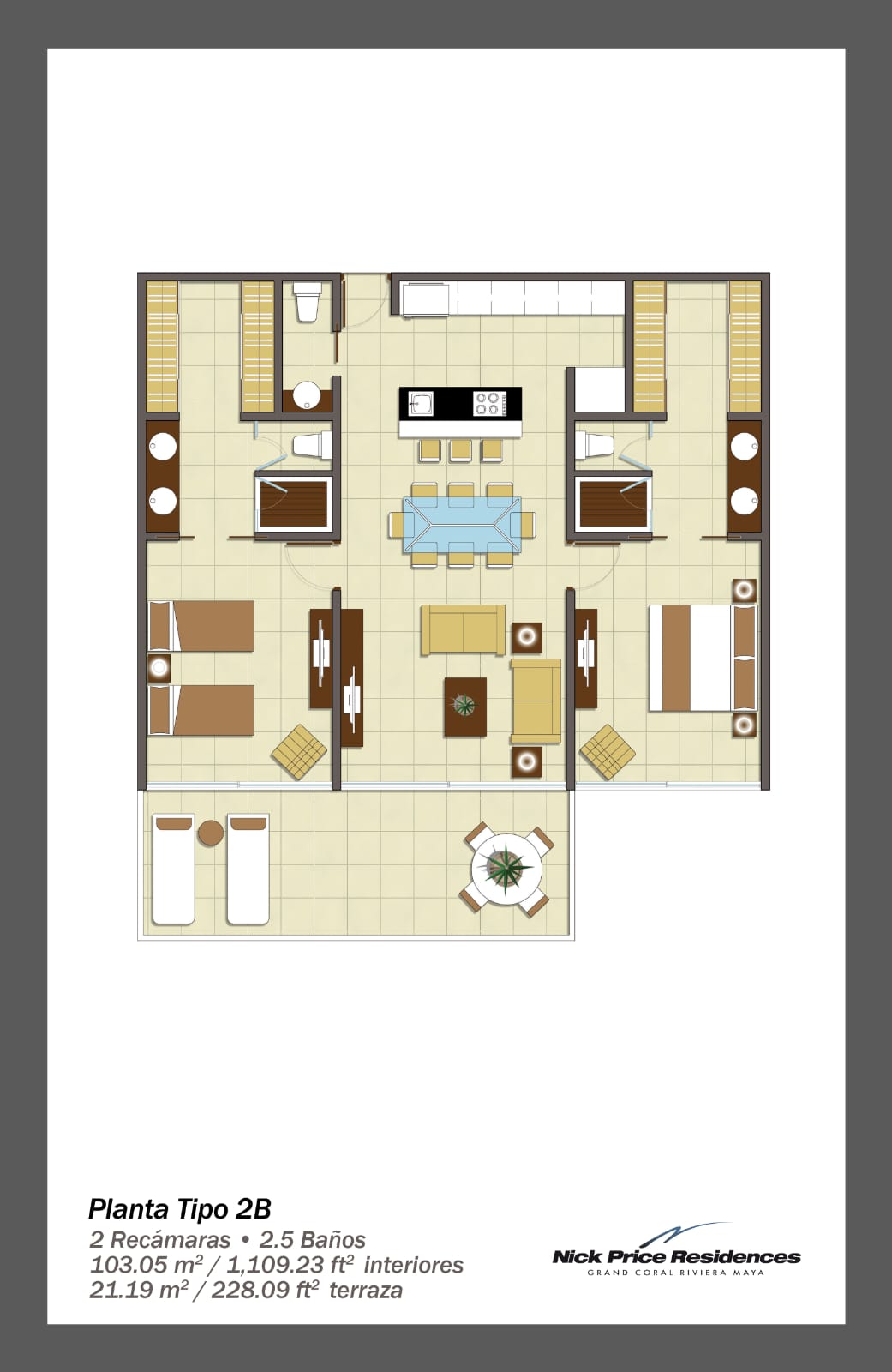 Nick Price Residences -$350 - 2Br Condo the Riviera Maya - Layout